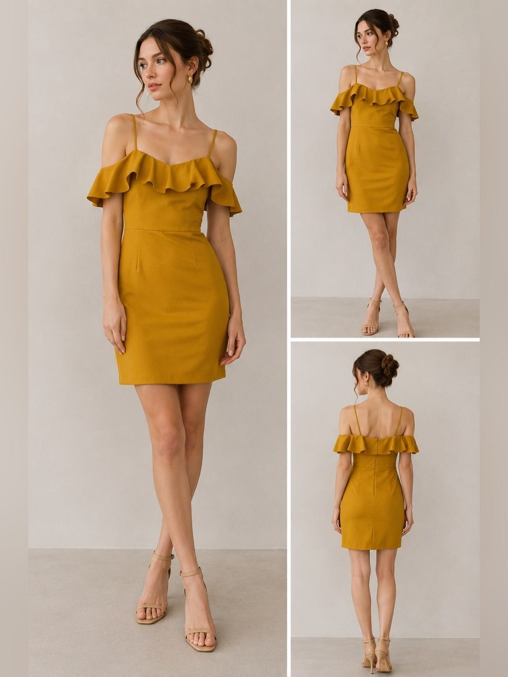 Ava. Ruffle Bustier Mini Dress Size L Sleeveless Zipped Lined